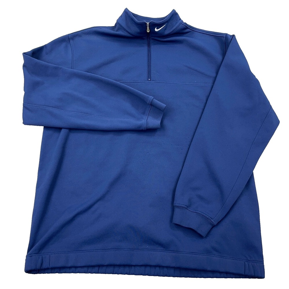 Nike Golf Sweater Men Large Blue Pullover Quarter Zip Performance Sweatshirt *